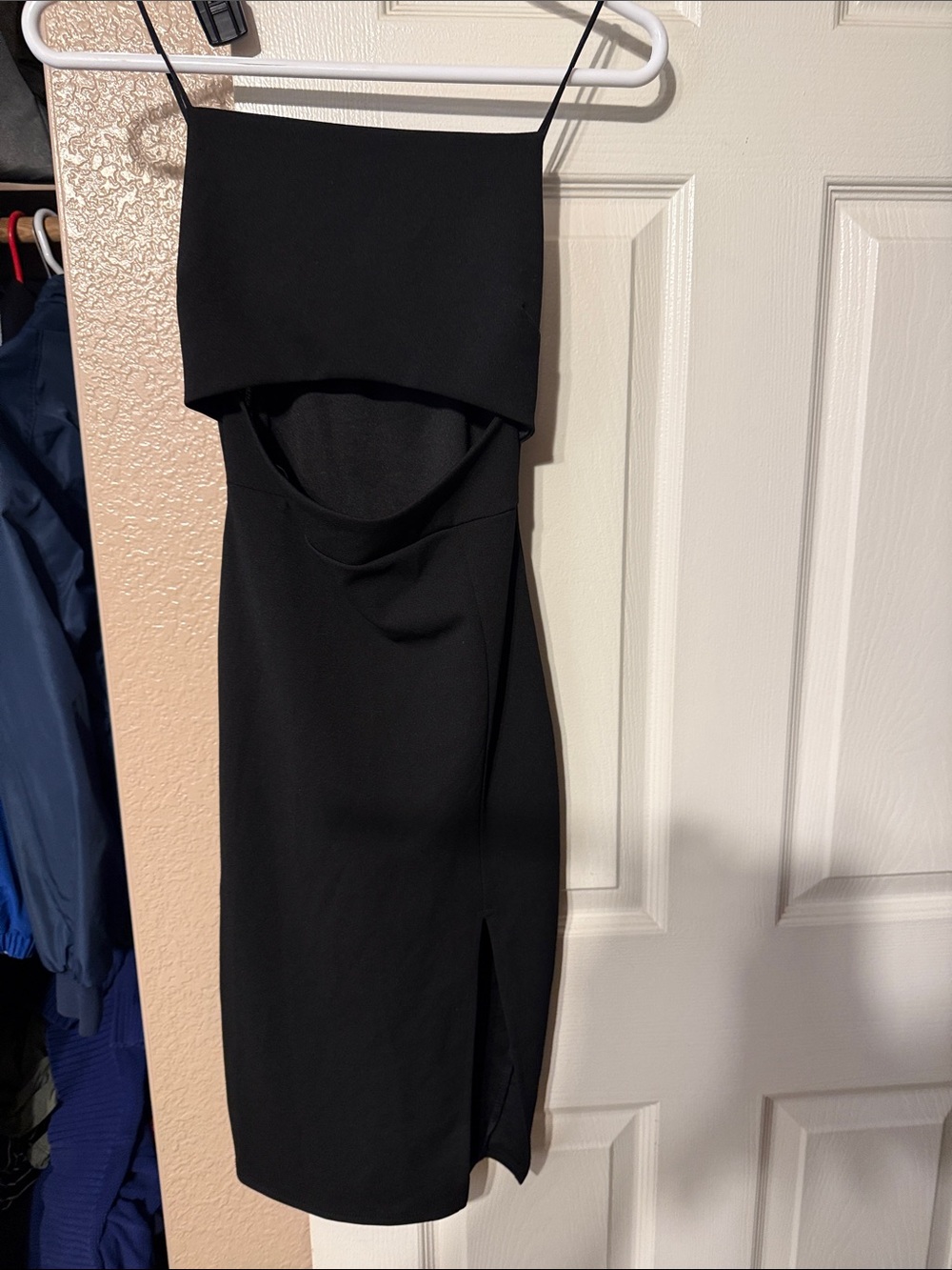 Windsor Black Spaghetti-Strap Cutout Midi Dress